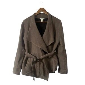 Tweeds Brown Wool Belted Jacket Coat Soft Quiet Luxury Collegiate Size Large